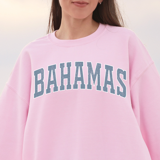 Bahamas Sweatshirt - Pink w/ Blue Design